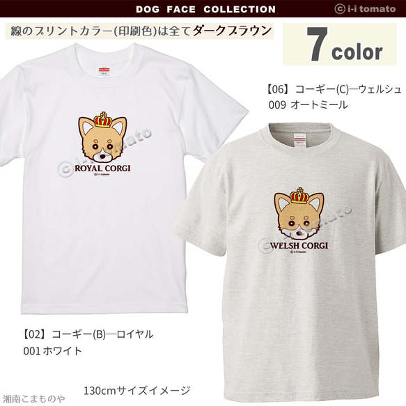 ロイヤルコーギーTシャツ・カラード  子供ー大人XL  【名入れ可】 選べる4色  ペンブローク  ウェルシュコーギー 2枚目の画像