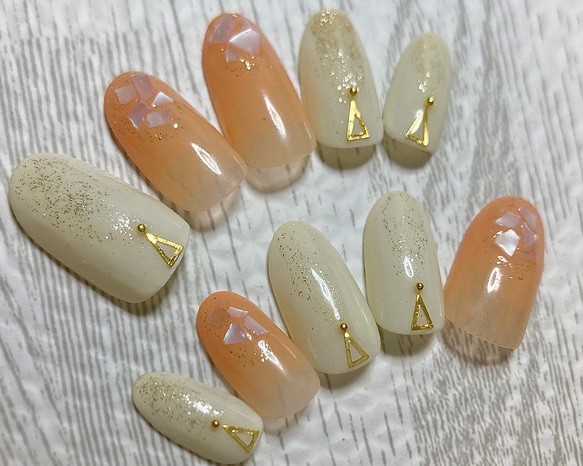 ☆オーダー可☆グラデーションネイル オレンジ シンプル オフィス  