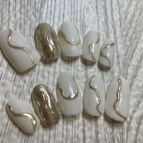 ネイルチップ オーダー ミラー ニュアンス マグネット シルバー 白 韓国 冬 ネイルチップ オーダー ミラー ニュアンス マグネット シルバー 白