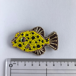 ✴︎魚シリーズ✴︎ミナミハコフグのビーズ刺繍ブローチ 3枚目の画像