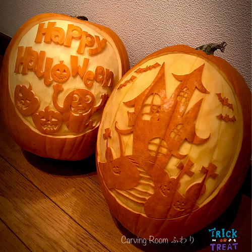 本物のハロウィンカボチャでジャックオーランタン【オーダー