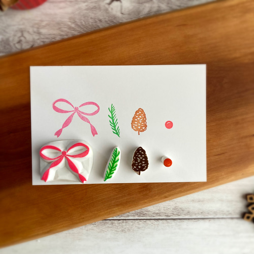 消しゴムはんこNo.338 クリスマスリースセット 雑貨・ステーショナリー