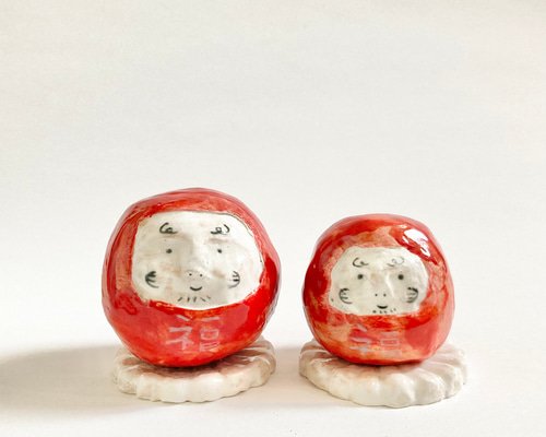 受注生産】お花の台座付きだるま 立体・オブジェ すずきたまみ 通販