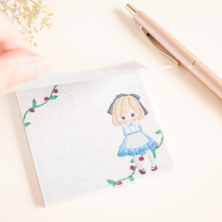 メモ帳 - アリスな女の子  刺繍イラスト メモ No.9 2枚目の画像