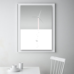 写真・グラフィックデザインポスター on the wind/ 風 自然 タービン 白黒 ピンク タイポグラフィ 風景写真 1枚目の画像