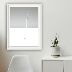 写真・グラフィックデザインポスター on the wind/ 風 自然 タービン 白黒 ピンク タイポグラフィ 風景写真 4枚目の画像