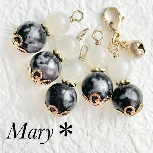 1058 ホワイトムーンストーン×インディゴガブロ 天然石 お守り