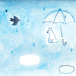 原画「rainy day」水彩イラスト  ※木製額縁入り　 4枚目の画像