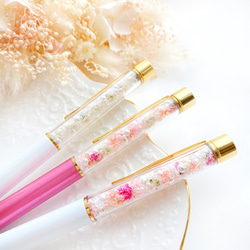 キラキラボールペン 上品可愛い ドライフラワー かすみ草 パール