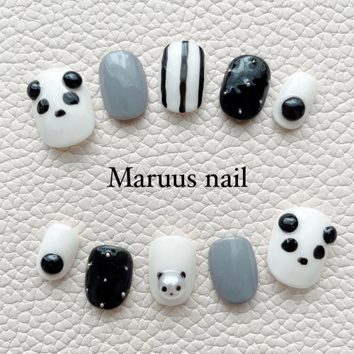 スペシャルオファ パンダネイルチップ ネイルチップ（つけ爪） Maruu 通販 ネイルチップ・付け爪