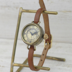 "BeanS-B" 20mmBrass(真鍮) ブレスレットタイプ 手作り腕時計 (365 茶) 1枚目の画像