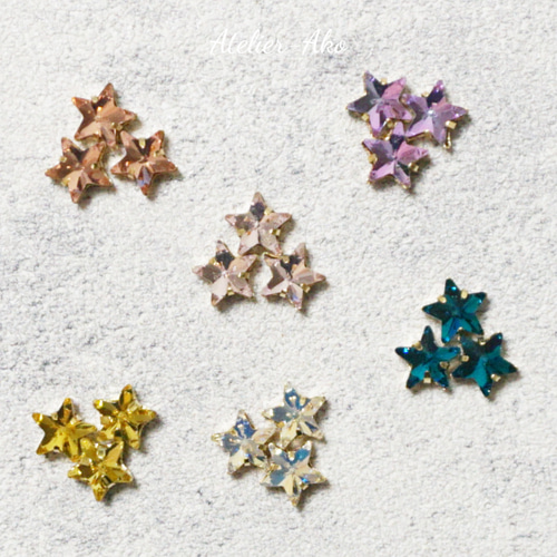 6個＊8mm スター 星 ビジュー オーロラ クリスタル ビジュー