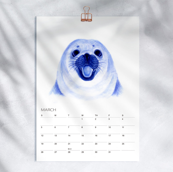 2023森の動物カレンダー　【壁掛け　A3 A4 サイズ  水彩画】 3枚目の画像