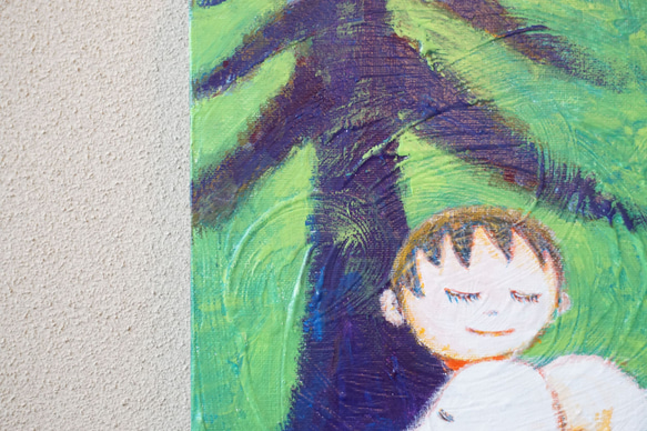 【うたたね】＃原画＃イラスト＃ヒーリングアート＃キャンバス＃絵画＃癒し＃子供＃犬＃ほんわか 5枚目の画像