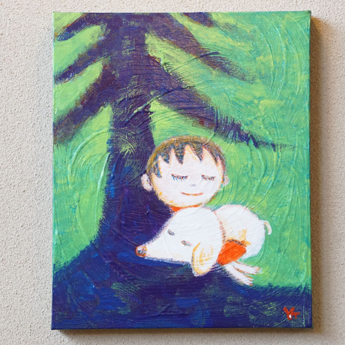 絵画。原画【コーヒーカップの熊ちゃんは喜んでコーヒーを飲み