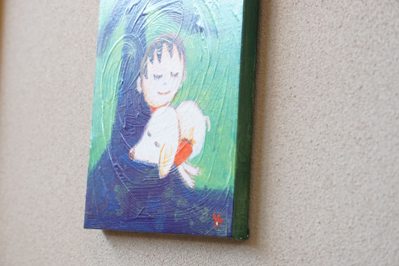 【うたたね】＃原画＃イラスト＃ヒーリングアート＃キャンバス＃絵画＃癒し＃子供＃犬＃ほんわか 3枚目の画像