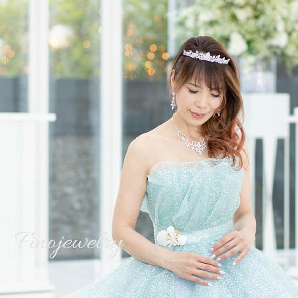 【送無・SpecialBox付】T004 ティアラ Tiara Wedding 結婚式 輝き ジルコニア ボタニカル 3枚目の画像