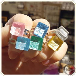 キャンディ ポップ ガラスタイル リング フリーサイズ 可愛い 指輪 3枚目の画像