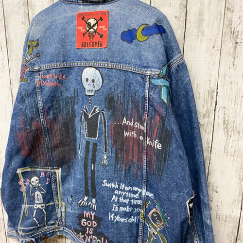 リメイク ペイント デニム ジャケット パッチワーク ジャケット リメイク ペイント デニム ジャケット パッチワーク ジャケット