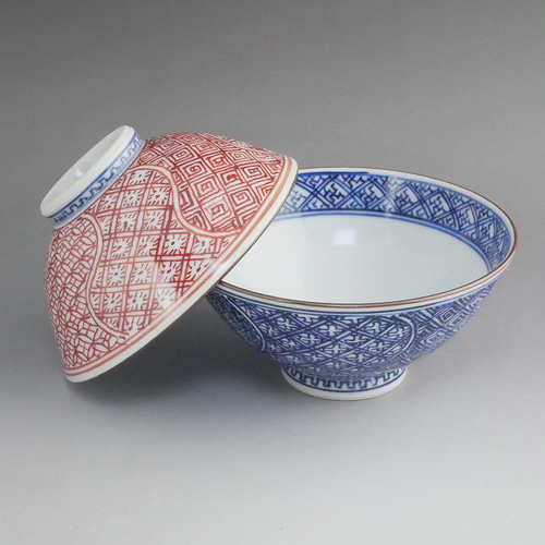 ◇商品番号 12817 青赤祥瑞夫婦茶碗 春晃 茶碗・めし碗 松韻堂 通販