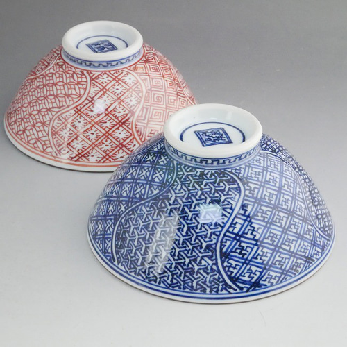 ◇商品番号 12817 青赤祥瑞夫婦茶碗 春晃 茶碗・めし碗 松韻堂 通販