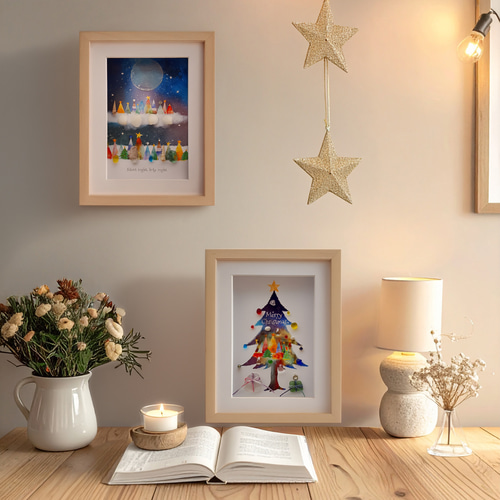 クリスマスツリー “やさしい光の降る夜に”〉シーグラスアート その他