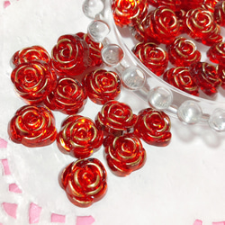 20個　薔薇　バラ　カボション　赤色　レッド　アモール 2枚目の画像