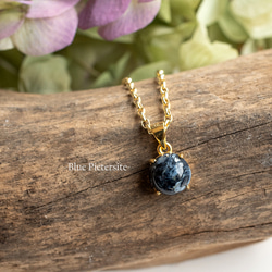 ヴェルメイユ爪留めラウンドブルーピーターサイトネックレス e-392 8mm