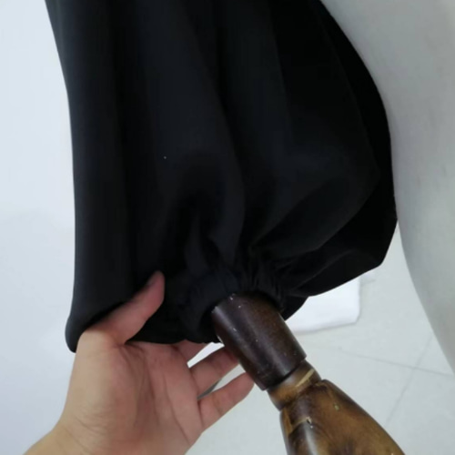 上品！ 黒/ブラック 長袖 取り外し袖 袖エプロン トップス ボレロ  