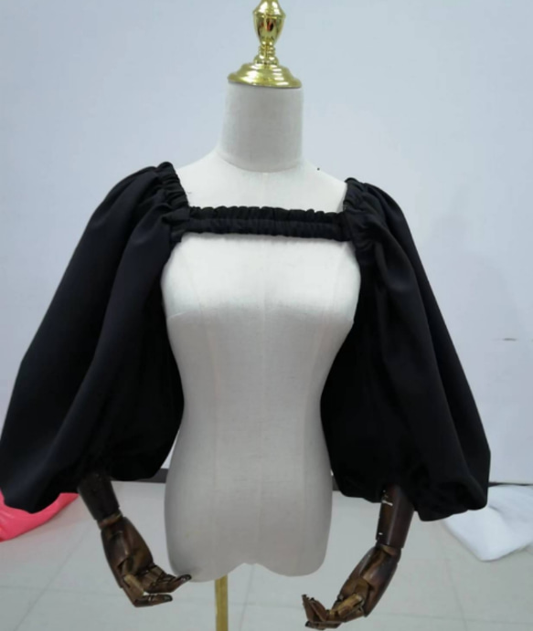 上品！ 黒/ブラック 長袖 取り外し袖 袖エプロン トップス ボレロ  