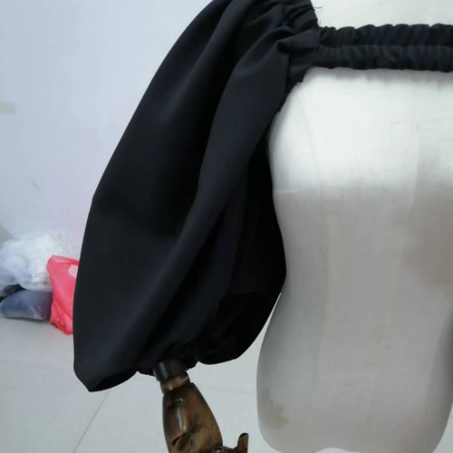 上品！ 黒/ブラック 長袖 取り外し袖 袖エプロン トップス ボレロ  