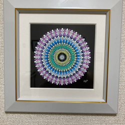 11.セール12000円→6000円　タイトル「いのちのひかり」マンダラ、原画、点描曼荼羅、手描き、一点物、インテリア 1枚目の画像