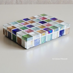 特集掲載☆カラフルMix ガラスモザイクタイルのディスプレイトレイmini（飾り台・小物置き）【受注制作】 8枚目の画像