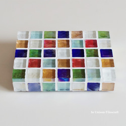 特集掲載☆カラフルMix ガラスモザイクタイルのディスプレイトレイmini（飾り台・小物置き）【受注制作】 7枚目の画像