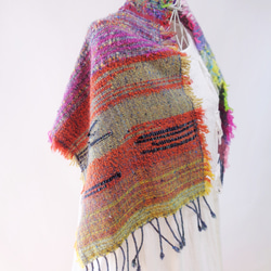 手工編織，羊毛圍巾，開叉編織，短款 第5張的照片
