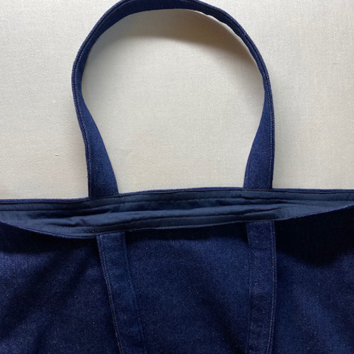 トートバッグ【紺デニム×紺白ストライプ】35×40 トートバッグ 雨