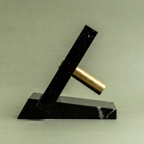 石翔花】～yui 黒～天然大理石と真鍮の花器 一輪挿し・花瓶