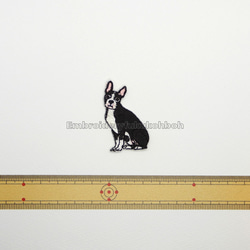 きょとんボストン　刺繍ワッペン　犬ワッペン　ボストンテリア 4枚目の画像