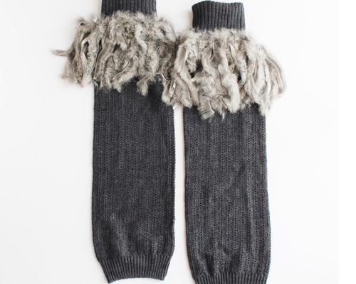 レッグウォーマー ニット ファー ウール ラビット ラビット