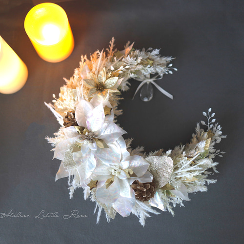 クリスマスローズの三日月リース ♡ドライフラワー♡クリスマスローズ