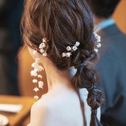 [HA-126] ウェディング　フラワーヘッドドレス　結婚式　花びら　前撮り ブライダルヘアピン　 6枚目の画像