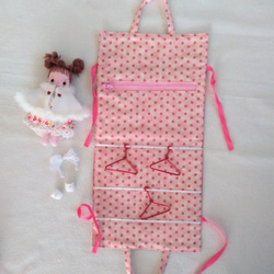 お片付けバッグ　フェルトの着せ替え人形用　ピンク 4枚目の画像