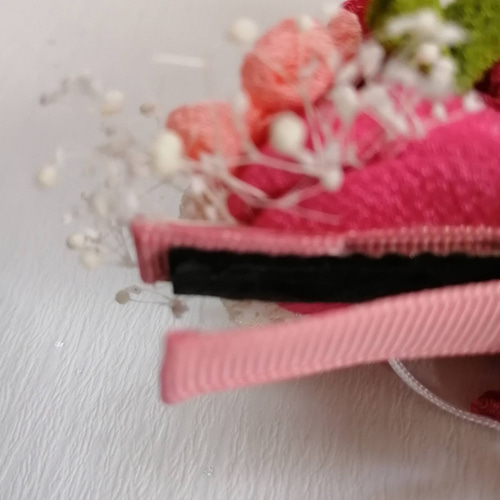 つまみ細工 七五三 髪飾り 三歳 濃いピンク ③ なずな屋 かんざし