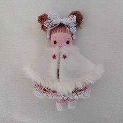 【送料無料】フェルト人形の着せ替え服　セット　ワンピース・マント　ピンク　No.1 3枚目の画像