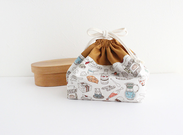 ナチュラルキッチン模様のお弁当巾着 弁当袋・風呂敷 sunny day works
