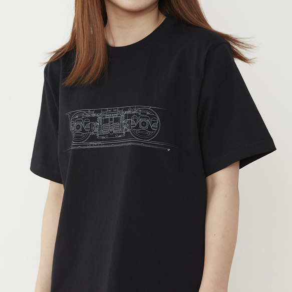 鉄道Tシャツ｜台車 （ Black × Dark Gray ） 鉄道グッズ ギフト プレゼント 9枚目の画像