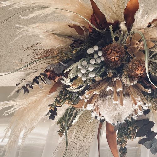 ドライフラワー壁掛けアレンジ】秋のディスプレイ装飾に！テラコッタ  