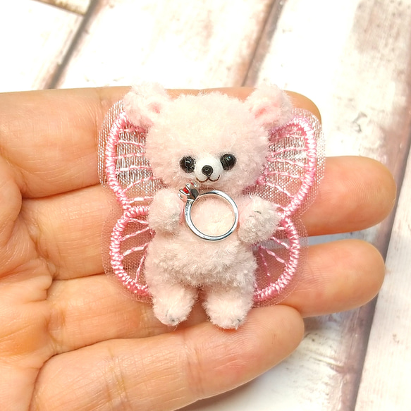 ちびくまの妖精さんがリングをお届け☆ピンク☆選べるミニリング 6枚目の画像