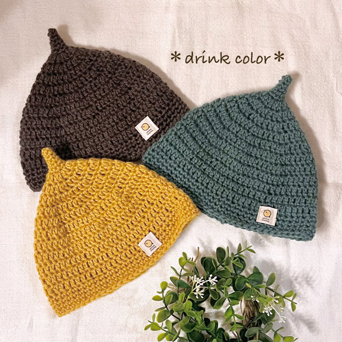 どんぐり帽子＊大人なドリンクカラー／ニット帽＊秋冬春 帽子(ベビー