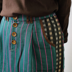【進貨】稍微有女人味♡條紋鉛筆裙（22w-10）孔雀綠 第17張的照片